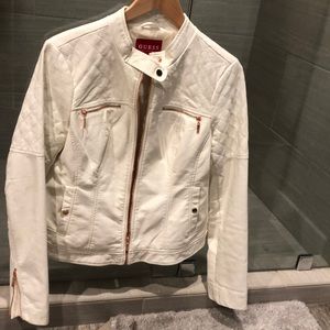 Guess Cream Faux Leather Jacket (LARGE)